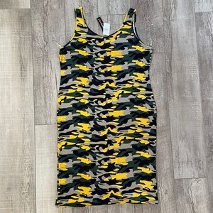 ABSOLUTELY LOVE IT 2XL Women’s Sleeveless  Camo Body Con Dress Green Yellow Gray